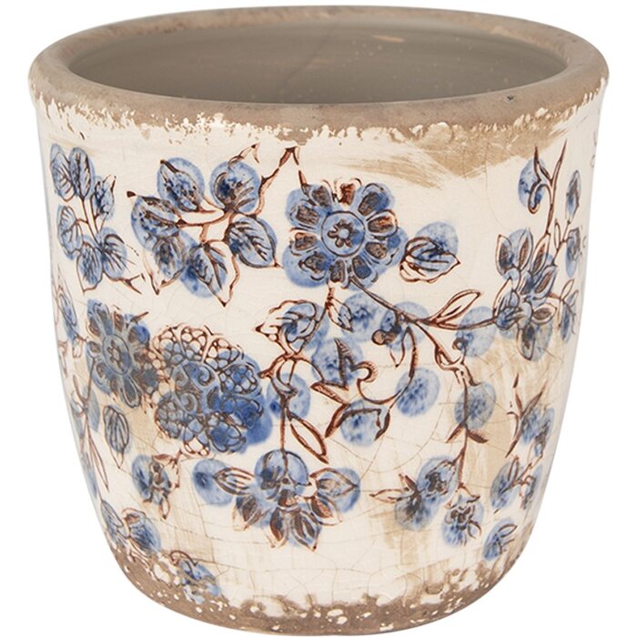 Clayre & Eef 6CE1619XS Kvetináč do interiéru béžovo modrý Ø 11x10 cm