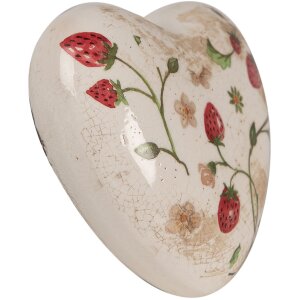 Clayre & Eef 6CE1637 Dekoratívne srdce béžová červená 11x11x4 cm