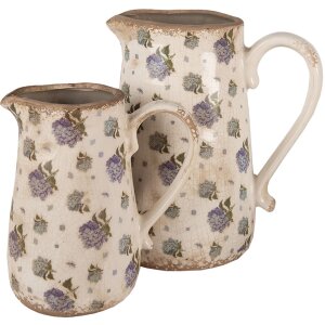 Clayre & Eef 6CE1640M Dekoratívny džbán béžovo modrý 16x12x18 cm