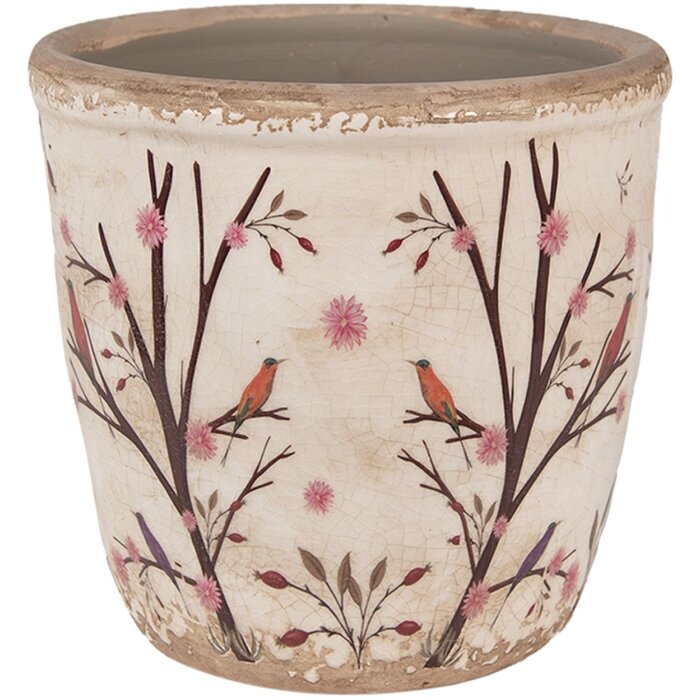 Clayre & Eef 6CE1641M Kvetináč do interiéru béžovo hnedý Ø 14x13 cm