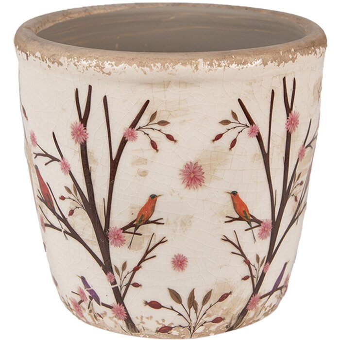 Clayre & Eef 6CE1641S Kvetináč do interiéru béžovo hnedý Ø 13x12 cm