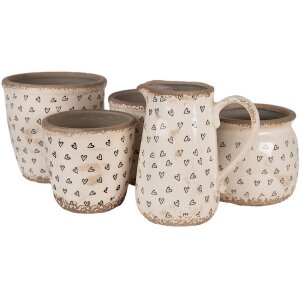 Clayre & Eef 6CE1654M Dekoratívny džbán béžový čierny 16x12x18 cm