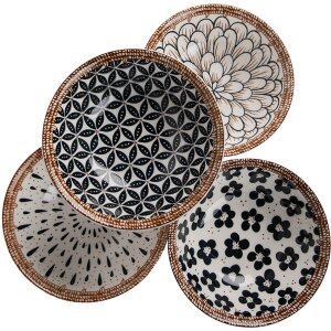 Clayre & Eef 6CEBO0064 Misa na polievku bielo-čierna Ø 15x5 cm - 300 ml