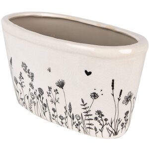 Clayre & Eef 6CEFAF0003M Kvetináč do interiéru béžový čierny 23x11x11 cm