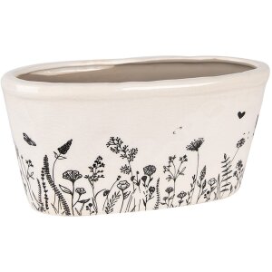 Clayre & Eef 6CEFAF0003M Kvetináč do interiéru béžový čierny 23x11x11 cm