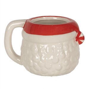 Clayre & Eef 6CEMU0133 Hrnček bielo-červený 15x11x9 cm - 450 ml Vianočný hrnček