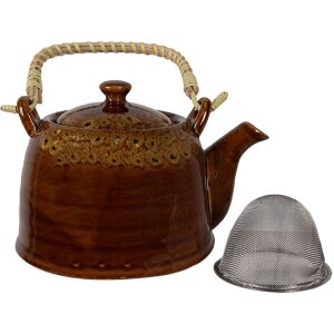 Clayre & Eef 6CETE0136 Čajník hnedý Ø 14x12 cm - 750 ml