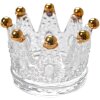 Clayre & Eef 6GL4429 Sklenený svietnik Crown Transparent Ø 7x5 cm