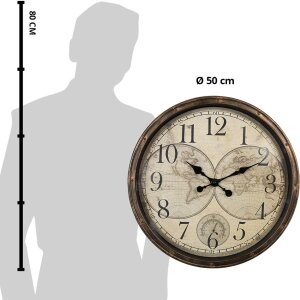 Clayre & Eef 6KL0813 Nástenné hodiny hnedé béžové Ø 50x5 cm - 1xAA