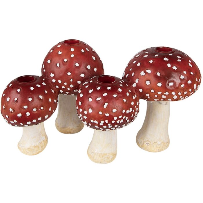 Clayre & Eef 6PR3899 Sviečková lampa Huby Červená, biela 30x17x17 cm