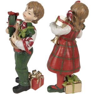 Clayre & Eef 6PR3920 Detská dekorácia červená, zelená 7x6x13 - 7x5x13 cm (2 ks)