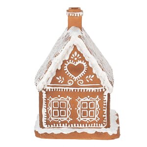 Clayre & Eef 6PR3974 Dekorácia domček s LED diódou hnedá 13x13x18 cm- 3xAAA