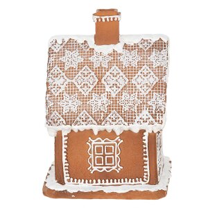 Clayre & Eef 6PR3974 Dekorácia domček s LED diódou hnedá 13x13x18 cm- 3xAAA