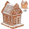 Clayre & Eef 6PR3975 Dekorácia domček s LED diódou hnedá 15x12x17 cm- 3xAAA