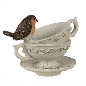 Clayre & Eef 6PR4924 Dekoratívny pohár biely 10x7x8 cm