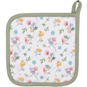 Clayre & Eef CFL45 Chňapka biela, zelená 20x20 cm