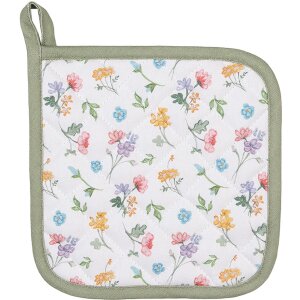 Clayre & Eef CFL45 Chňapka biela, zelená 20x20 cm