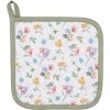 Clayre & Eef CFL45 Chňapka biela, zelená 20x20 cm