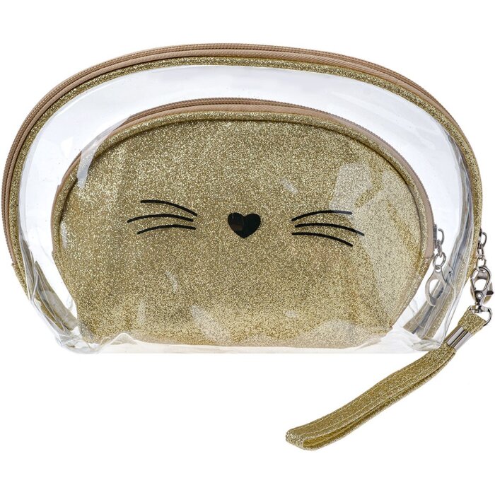 Juleeze JZSET0002GO Kozmetická taška zlatej farby (sada 2 ks) 24x15 - 19x12 cm