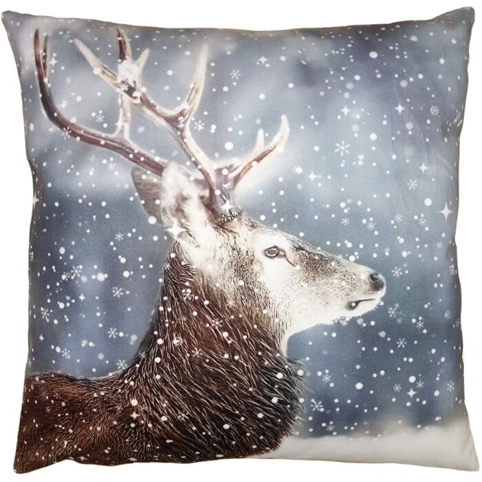 Clayre & Eef KT021.337 Obliečka na vankúš hnedá s jeleňom 45x45 cm