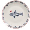 Clayre & Eef tanier SSFDP Biely Modrý motív ryby Ø 20x2 cm porcelán