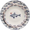Clayre & Eef tanier SSFDP Biely Modrý motív ryby Ø 20x2 cm porcelán