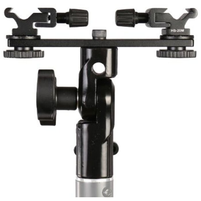 Falcon Eyes CLD-14A Twin Mount Tilting Bracket s 2 hot shoe adaptérmi HS-20M
