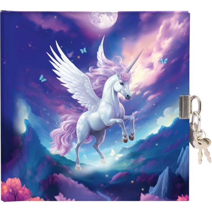 Goldbuch diár so zámkom Diana Unicorn 16,5x16,5 cm 96 bielych strán