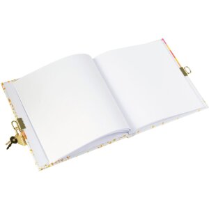 Zlatý diár so zámkom Odpočívajúce slnko 16,5x16,5 cm zlatá razba