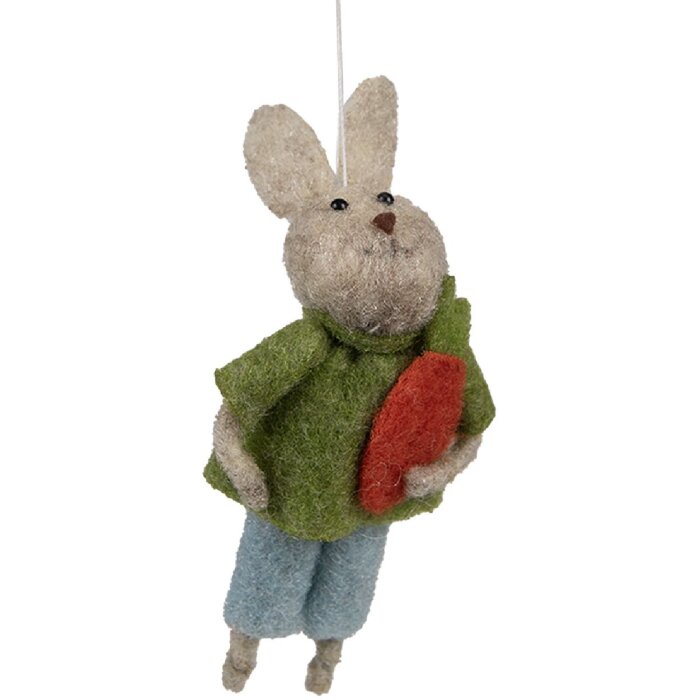 Clayre & Eef 65361 Dekoratívny prívesok králik 5x2x11 cm zelený