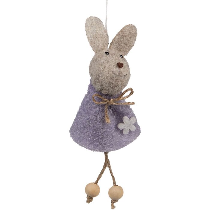 Clayre & Eef 65366 Dekoratívny prívesok králik 6x3x13 cm Fialová