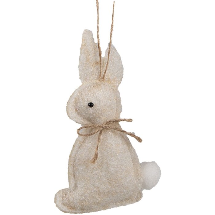 Clayre & Eef 65372 Dekoratívny prívesok králik 6x1x10 cm béžová