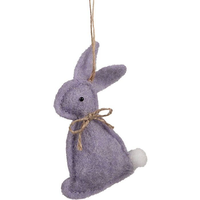 Clayre & Eef 65376 Dekoratívny prívesok králik 6x1x10 cm Fialová