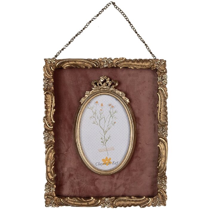 Clayre & Eef 2F1052 Fotorámik 23x3x28 cm / 10x15 cm Zlatá farba