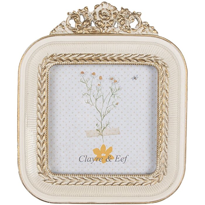 Clayre & Eef 2F1059 Fotorámik 11x2x13 cm / 9x9 cm Biele zlato