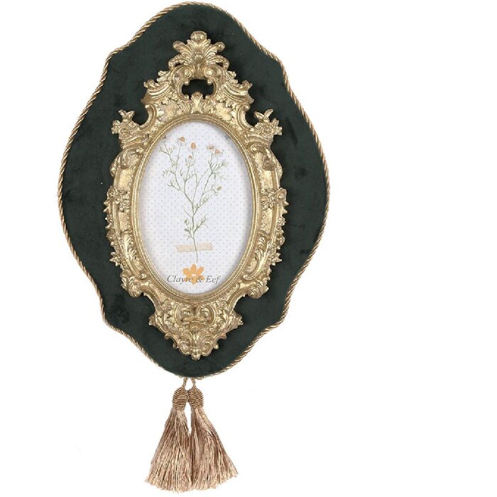 Clayre & Eef 2F1089 Fotorámik 22x3x31 cm / 10x15 cm Zeleno-zlatá farba