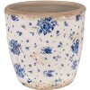 Clayre & Eef 6CE1658L Kvetináč Ø 16x16 cm béžový modrý Vintage kvetinový vzor