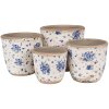 Clayre & Eef 6CE1658L Kvetináč Ø 16x16 cm béžový modrý Vintage kvetinový vzor