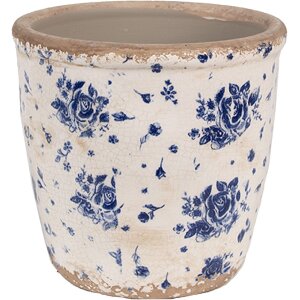 Clayre & Eef 6CE1658M Dekorácia Kvetináč Ø 15x14 cm Béžová modrá