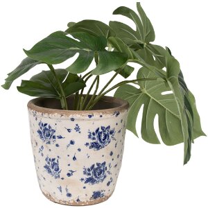 Clayre & Eef 6CE1658M Dekorácia Kvetináč Ø 15x14 cm Béžová modrá