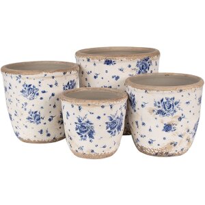 Clayre & Eef 6CE1658M Dekorácia Kvetináč Ø 15x14 cm Béžová modrá