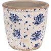 Clayre & Eef 6CE1658M Dekorácia Kvetináč Ø 15x14 cm Béžová modrá