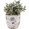 Clayre & Eef 6CE1658S Dekorácia Kvetináč Ø 13x12 cm Béžová modrá