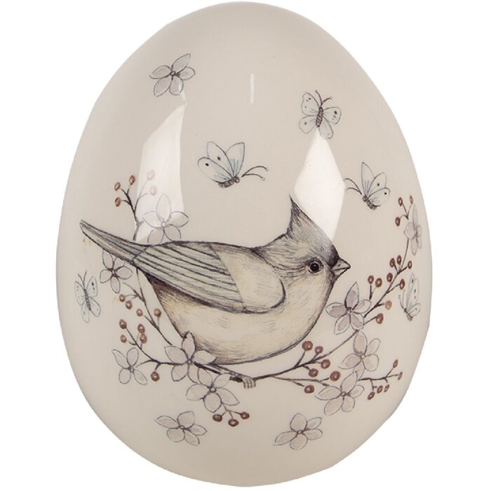 Clayre & Eef 6CE1674 Dekorácia vajce Ø 13x16 cm biela béžová
