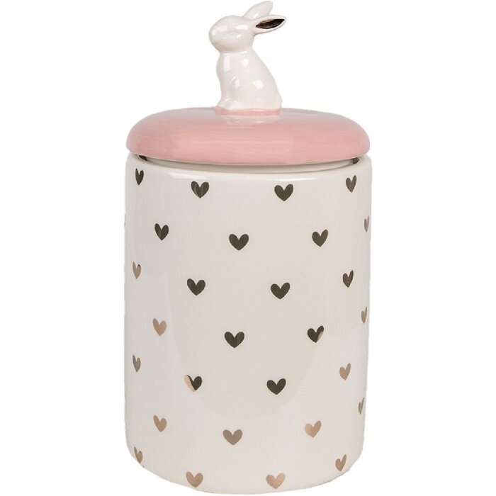Clayre & Eef 6CE1680 Úložný kvetináč Ø 12x23 cm ružovo biely