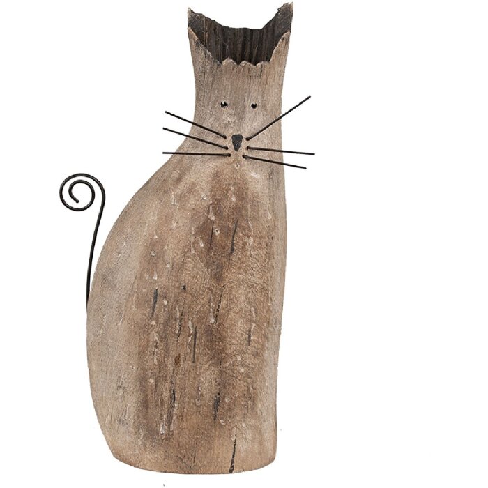 Clayre & Eef 6H2330 Dekoratívna mačka hnedá 14x7x26 cm