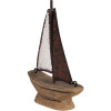 Clayre & Eef 6H2334 Dekoratívny model lode 11x3x13cm v hnedočervenej farbe