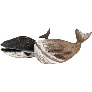 Clayre & Eef 6H2341 Dekorácia Veľryba 39x15x21 cm hnedá biela