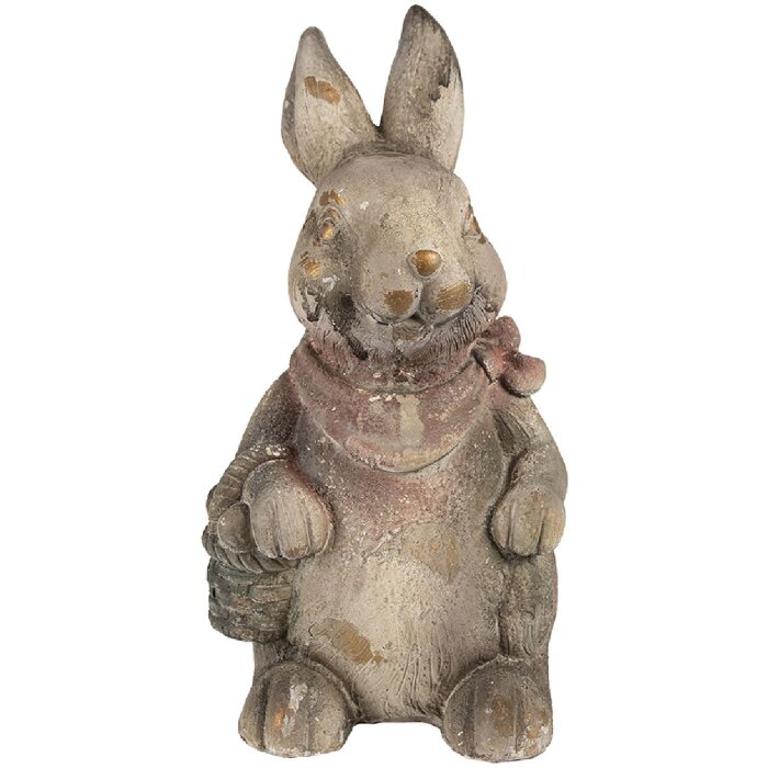 Clayre & Eef 6MG0034 Dekoratívny králik 22x19x41 cm v sivej a hnedej farbe