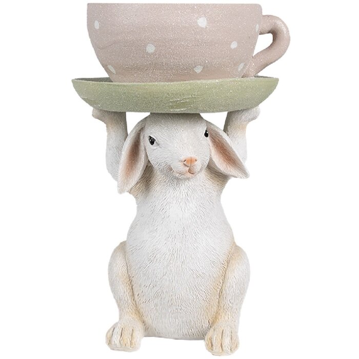 Clayre & Eef 6PR3998 Dekoratívny králik 15x14x24 cm béžovo-ružový